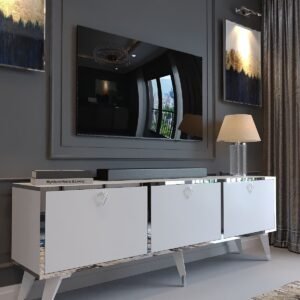 Festival Silver Tv Sehpası SP-M1001-1 Beyaz Parlak Minifiks Bağlantı