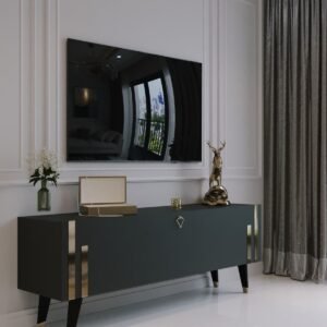 Festival Tv Ünitesi G6302-4 Antrasit Gold 120 Cm Tv Sehpası Minifiks Dışarıdan Vida Gözükmez