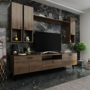 Ideal Tv Ünitesi Duvar Raf Ve Duvar Dolaplı Q7024-2 Ceviz