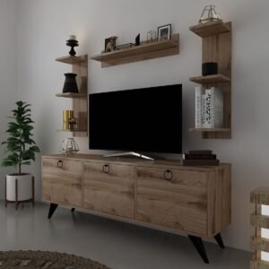 Icon Raflı Tv Ünitesi Q3028-3 Kulplu Dolaplı Modern Tv Sehpası