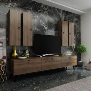 Ideal Tv Ünitesi Duvar Raf Ve Duvar Dolaplı Q7020-2 Ceviz