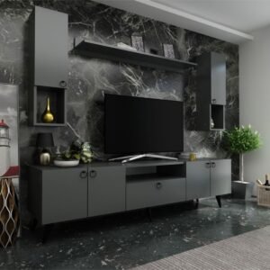 Ideal Tv Ünitesi Duvar Raf Ve Duvar Dolaplı Q7023-4 Antrasit