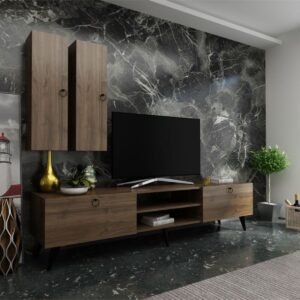 Ideal Tv Ünitesi Duvar Raf Ve Dolaplı Q7822-2 Ceviz