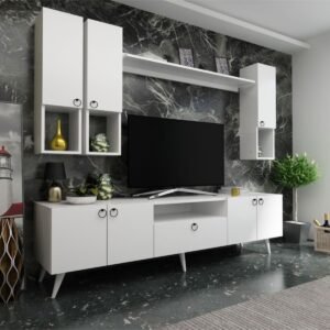 Ideal Tv Ünitesi Duvar Raf Ve Duvar Dolaplı Q7024-1 Beyaz