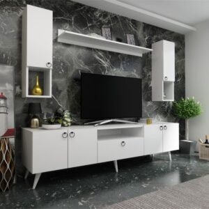 Ideal Tv Ünitesi Duvar Raf Ve Duvar Dolaplı Q7023-1 Beyaz