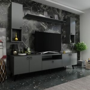 Ideal TV Unit with Wall Shelf and Wall Cabinet Q7023-4 Anthracite