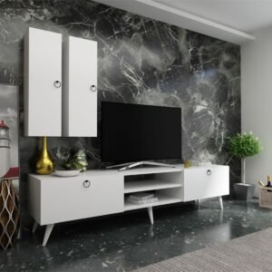 Ideal TV Unit with Wall Shelf and Wall Cabinet Q7022-1 White